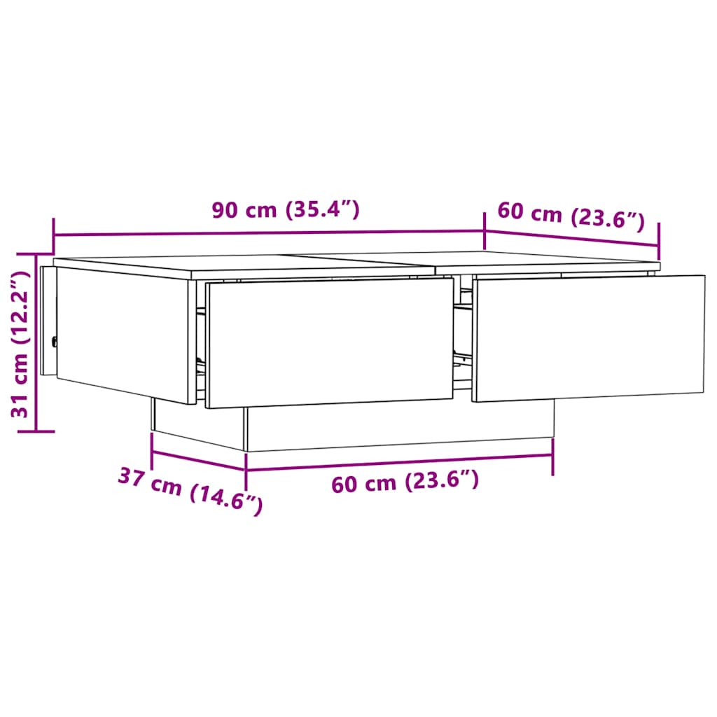 Tavolino da Salotto Rovere Sonoma 90x60x31 cm Legno Multistrato | homemem39