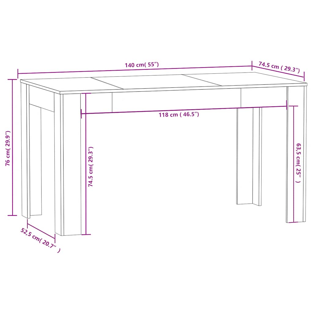 Tavolo da Pranzo Grigio Cemento 140x74,5x76cm Legno Multistrato - homemem39
