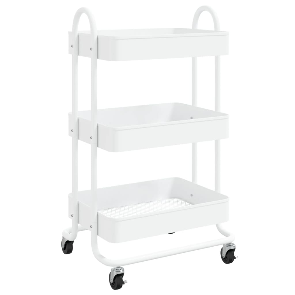 Carrello a 3 Livelli Bianco 43x34x79 cm in Acciaio