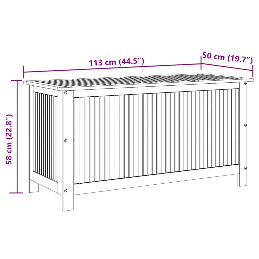Contenitore da Giardino 113x50x58cm in Legno Massello di Acacia | homemem39