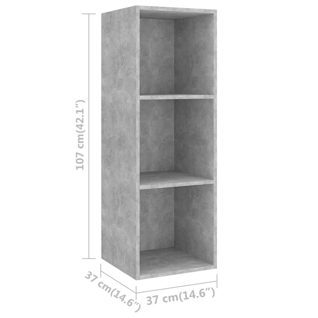 Set Mobili TV 3 pz Grigio Cemento in Legno Multistrato