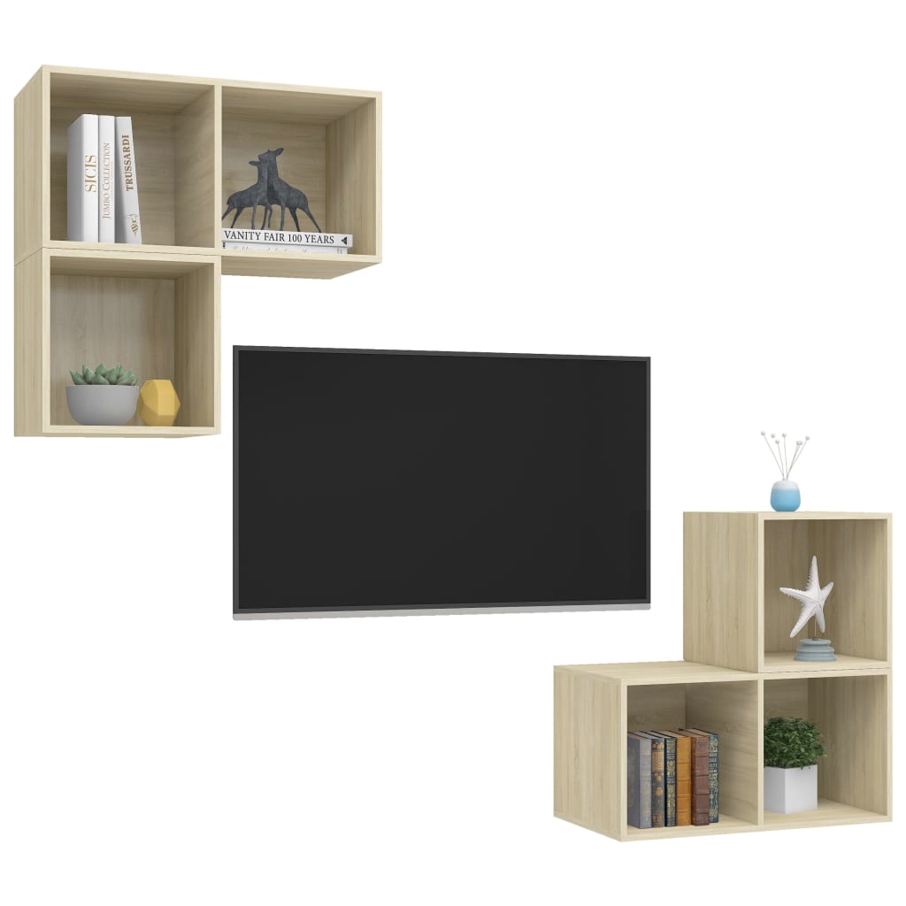 Set Porta TV 4 pz Rovere Sonoma in Truciolato - homemem39