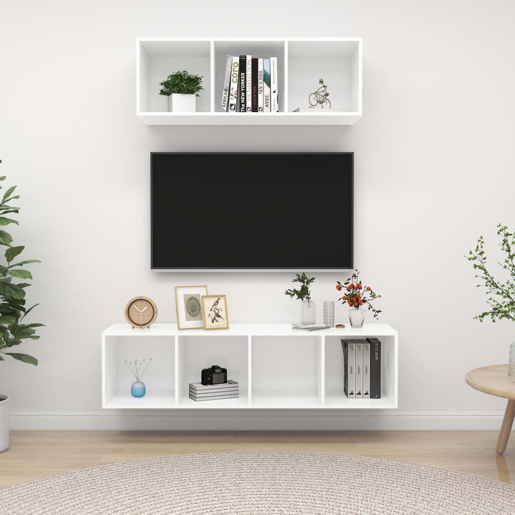 Set Mobile TV 2 pz Bianco in Truciolato - homemem39