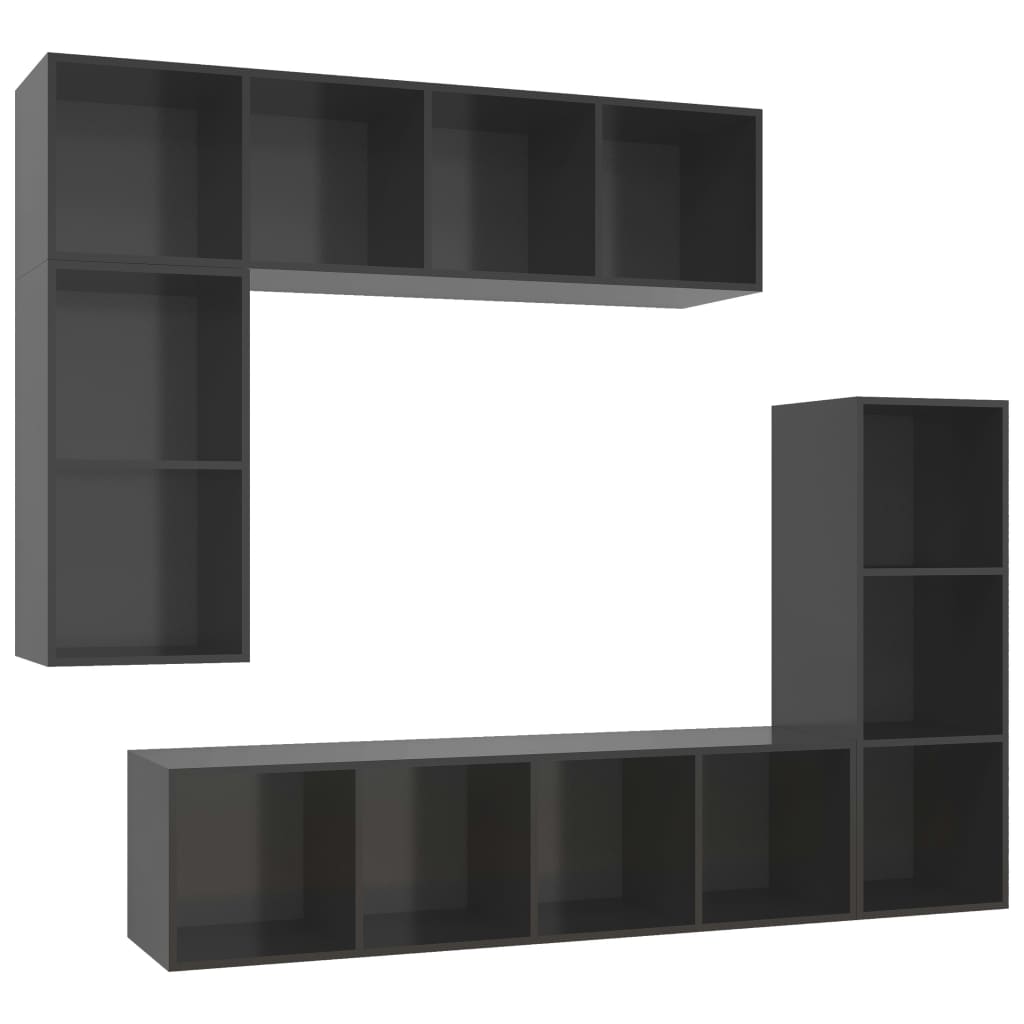 Set Mobile TV 4 pz Grigio Lucido in Truciolato - homemem39