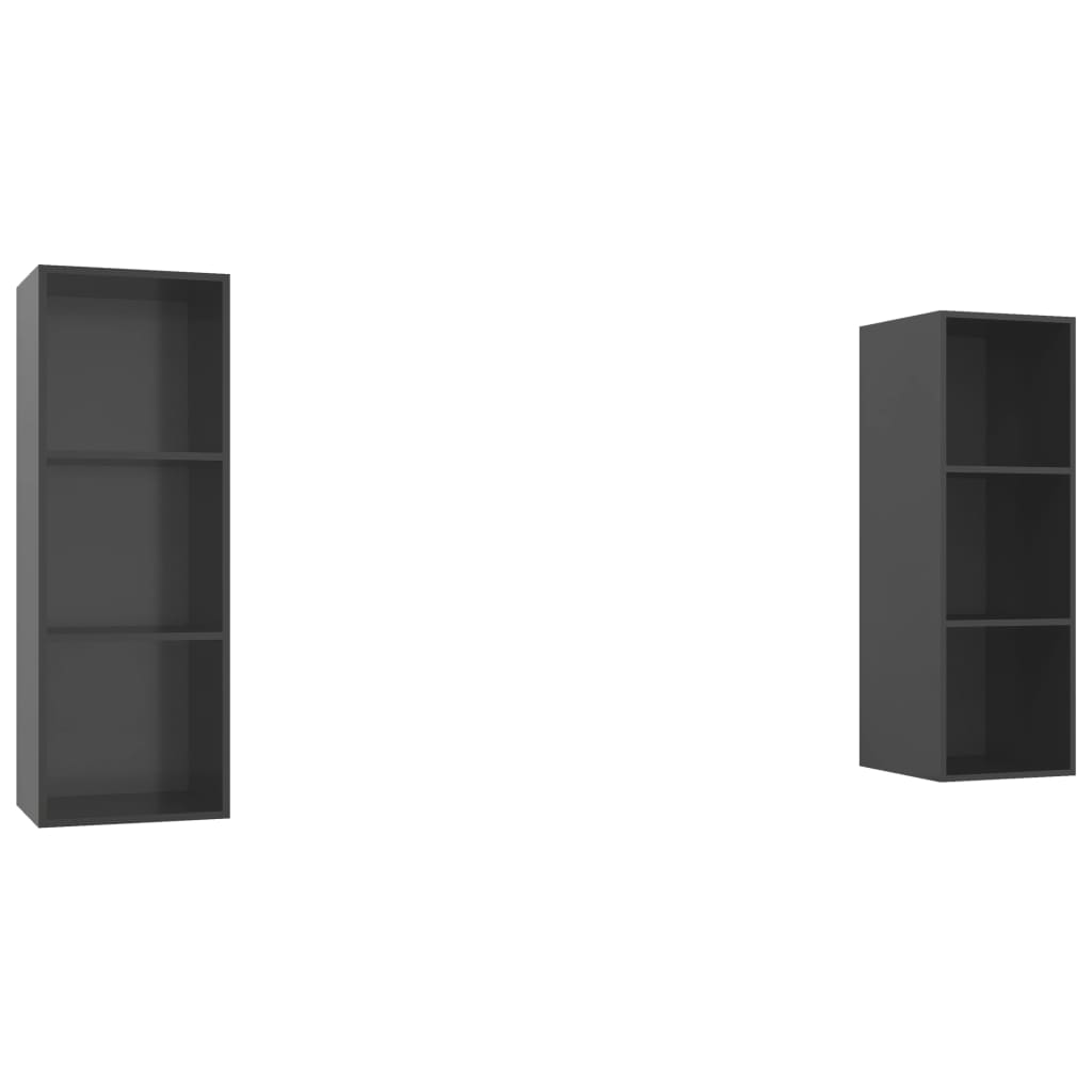 Mobile TV a Parete 2 pz Grigio Lucido in Truciolato - homemem39