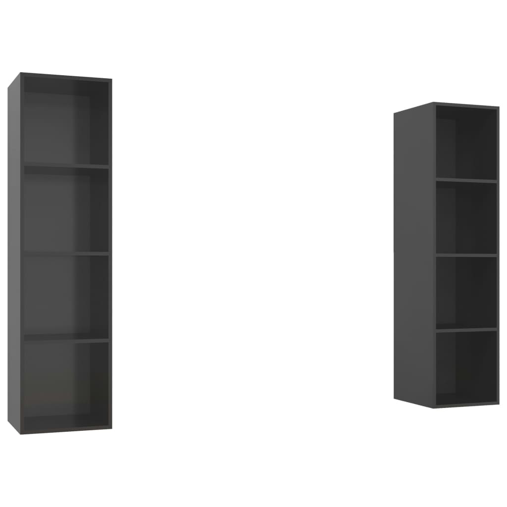 Mobile TV a Parete 2 pz Grigio Lucido in Truciolato - homemem39