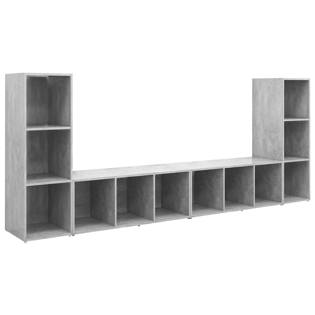 Mobili TV 4 pz Grigio Cemento 107x35x37 cm in Legno Multistrato - homemem39