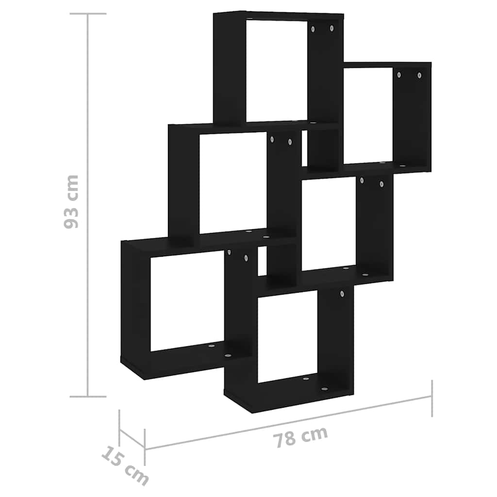 Mensola da Parete a Cubo Nera 78x15x93 cm in Legno Multistrato | homemem39