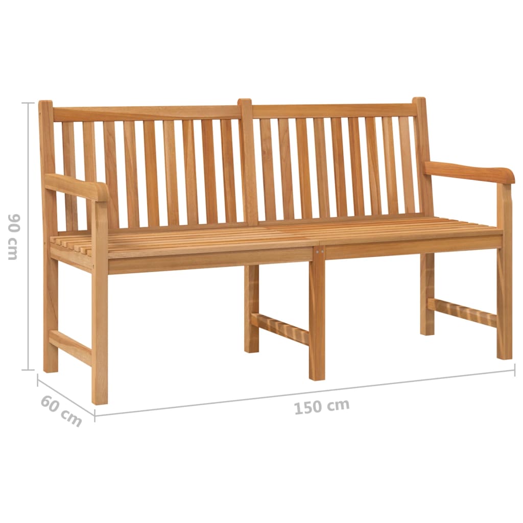 Panchina da Giardino 150 cm in Legno Massello di Teak | homemem39