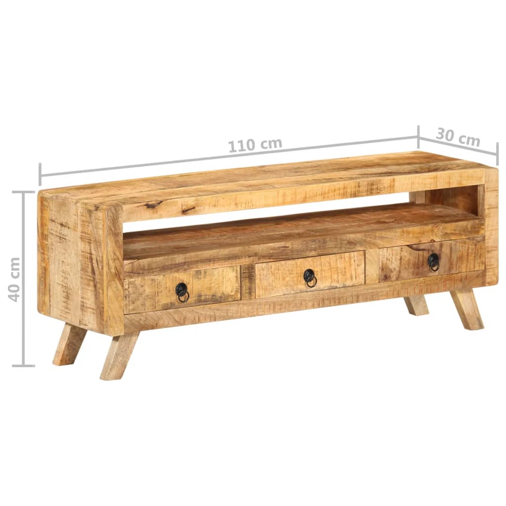 TV Cabinet 110x30x40 cm in Solid Mango Wood