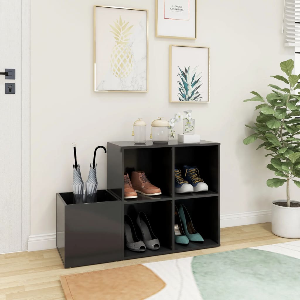 Scarpiera da Ingresso Grigia 105x35,5x70cm in Legno Multistrato - homemem39