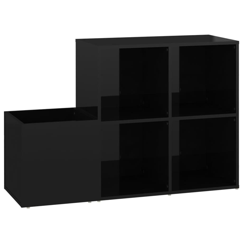 Glossy Black Entrance Shoe Rack 105x35.5x70cm Multilayer Wood