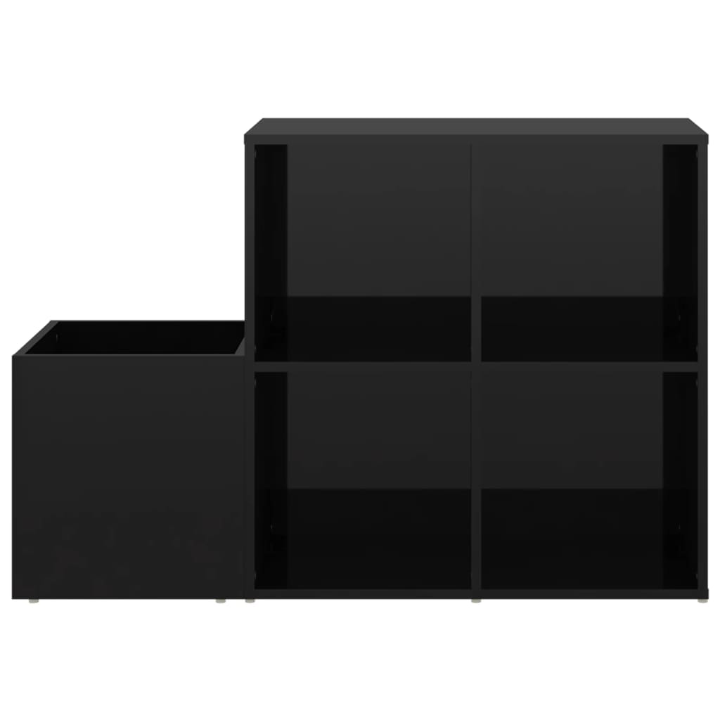 Glossy Black Entrance Shoe Rack 105x35.5x70cm Multilayer Wood