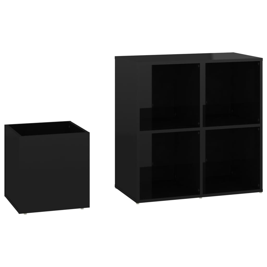 Glossy Black Entrance Shoe Rack 105x35.5x70cm Multilayer Wood