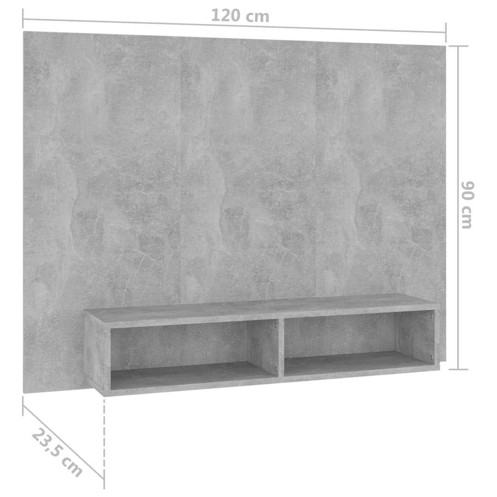 Mobile TV a Muro Grigio Cemento 120x23,5x90cm Legno Multistrato - homemem39