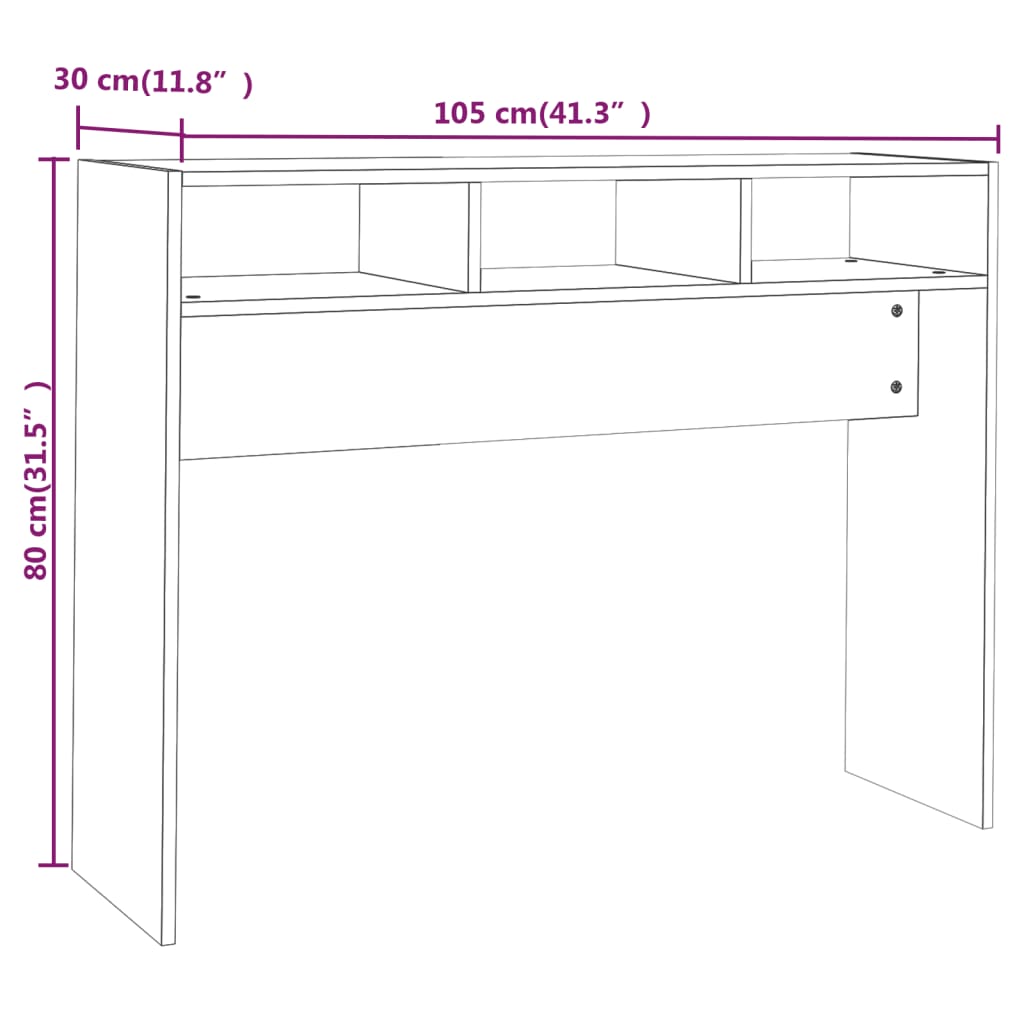 Tavolino Consolle Bianco Lucido 105x30x80 cm Legno Multistrato - homemem39