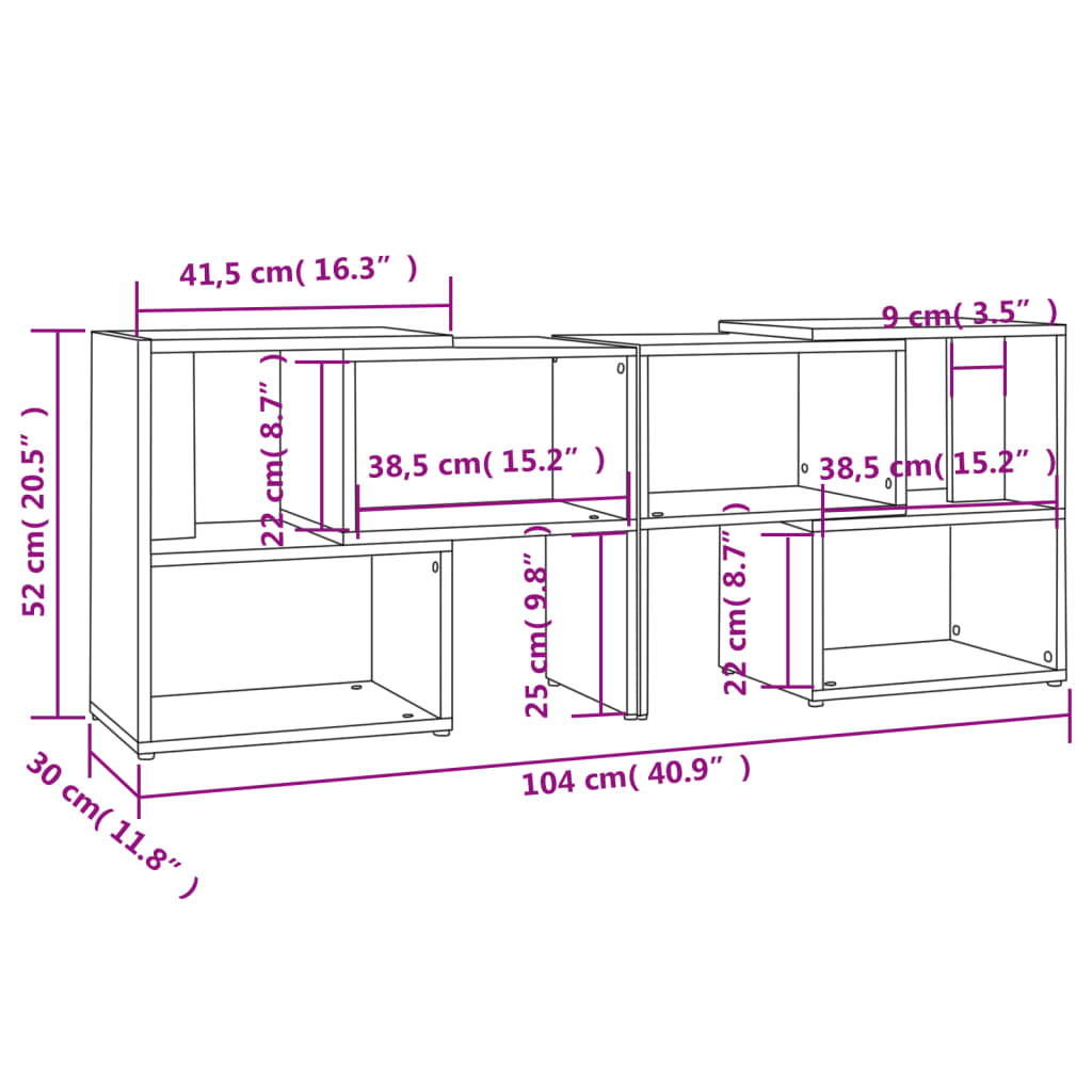 Mobile Porta TV Bianco Lucido 104x30x52 cm in Legno Multistrato - homemem39
