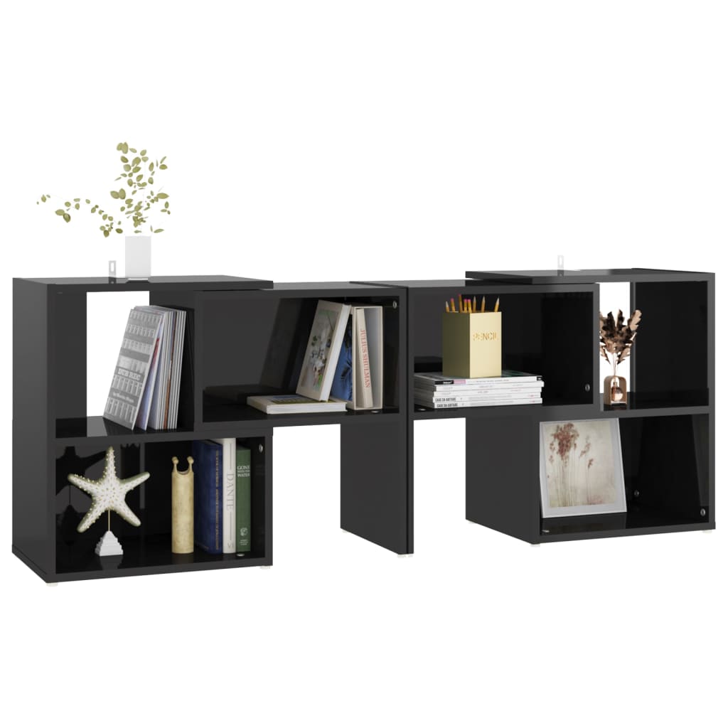 Mobile Porta TV Nero Lucido 104x30x52 cm in Legno Multistrato - homemem39