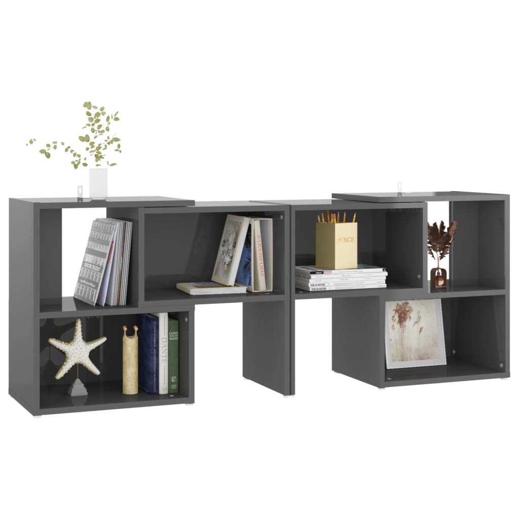 Mobile Porta TV Grigio Lucido 104x30x52 cm in Legno Multistrato - homemem39