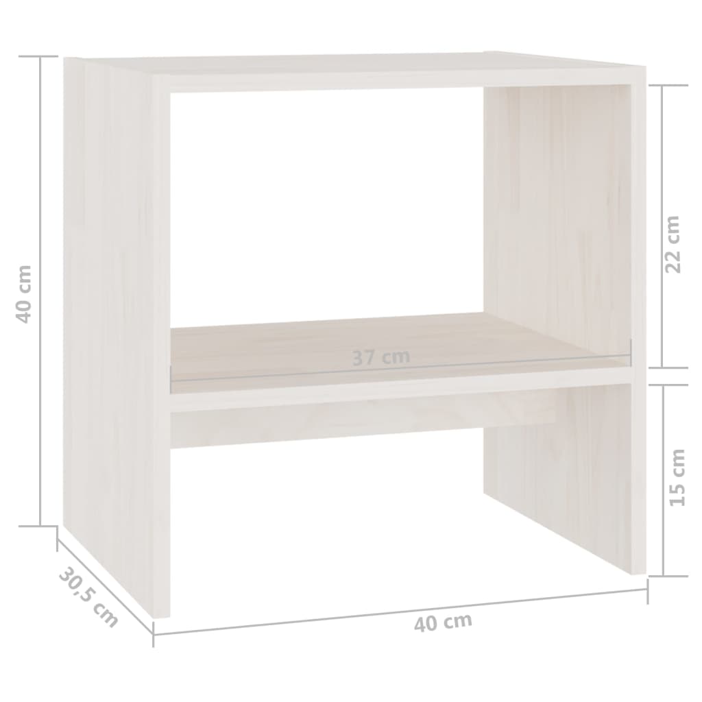 Comodini 2 pz Bianchi 40x30,5x40 cm in Legno Massello di Pino | homemem39