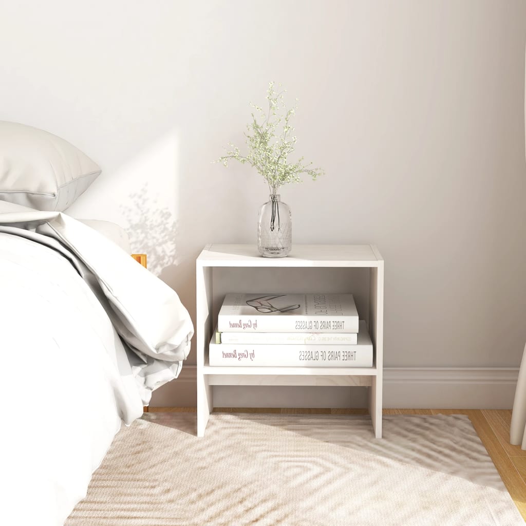 Comodini 2 pz Bianchi 40x30,5x40 cm in Legno Massello di Pino - homemem39