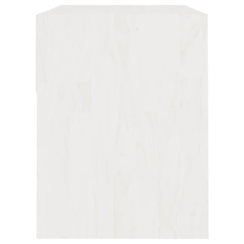 Comodino Bianco 40x31x40 cm in Legno Massello di Pino - homemem39