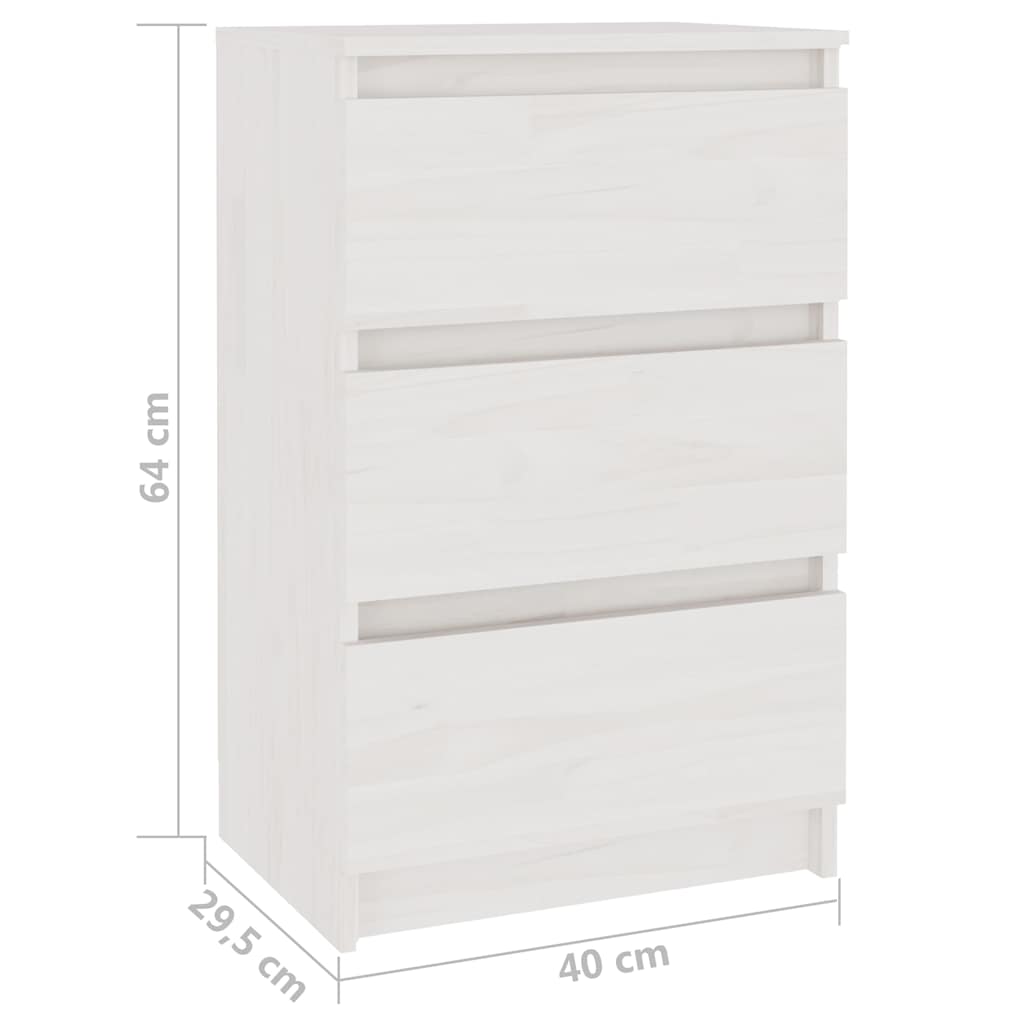 Comodini 2 pz Bianchi 40x29,5x64 cm in Legno Massello di Pino | homemem39