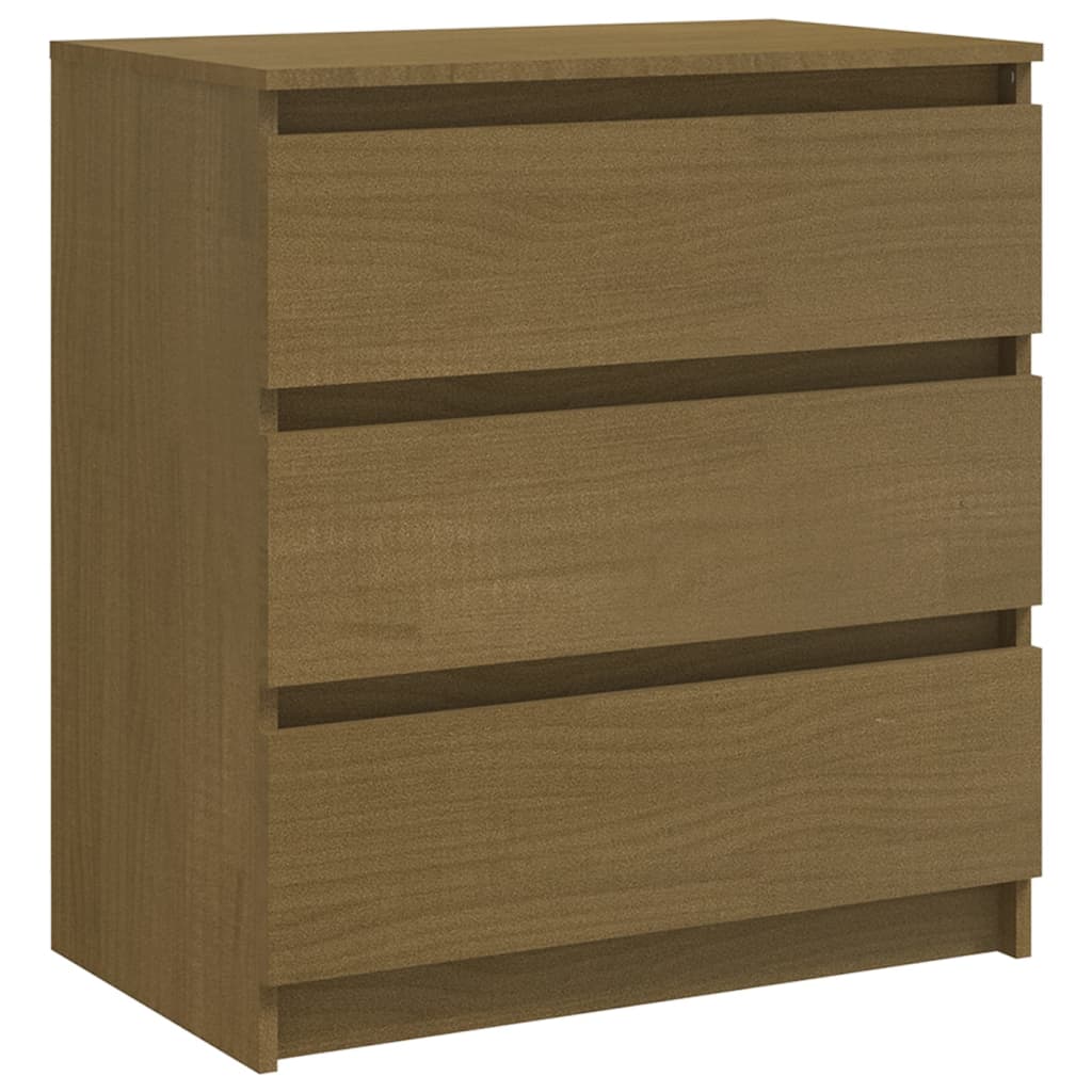 Comodino Marrone Ambrato 60x36x64 cm in Legno Massello di Pino - homemem39