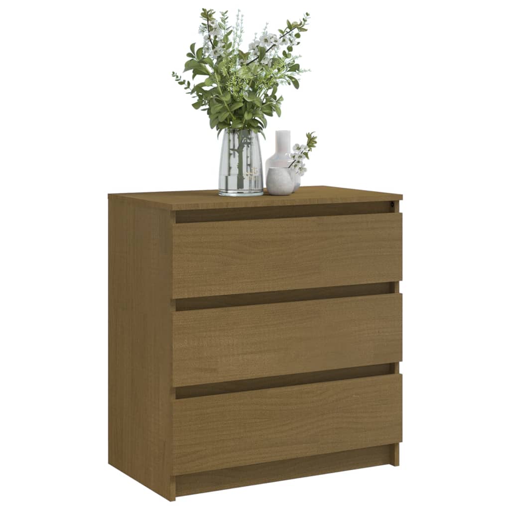 Comodino Marrone Ambrato 60x36x64 cm in Legno Massello di Pino - homemem39