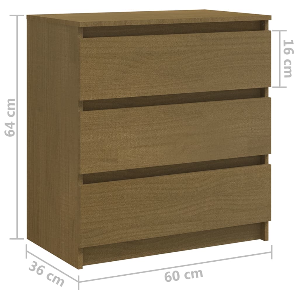 Comodino Marrone Ambrato 60x36x64 cm in Legno Massello di Pino - homemem39