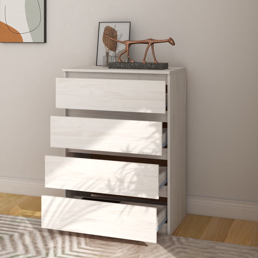 Credenza Bianca 60x36x84 cm in Legno Massello di Pino - homemem39