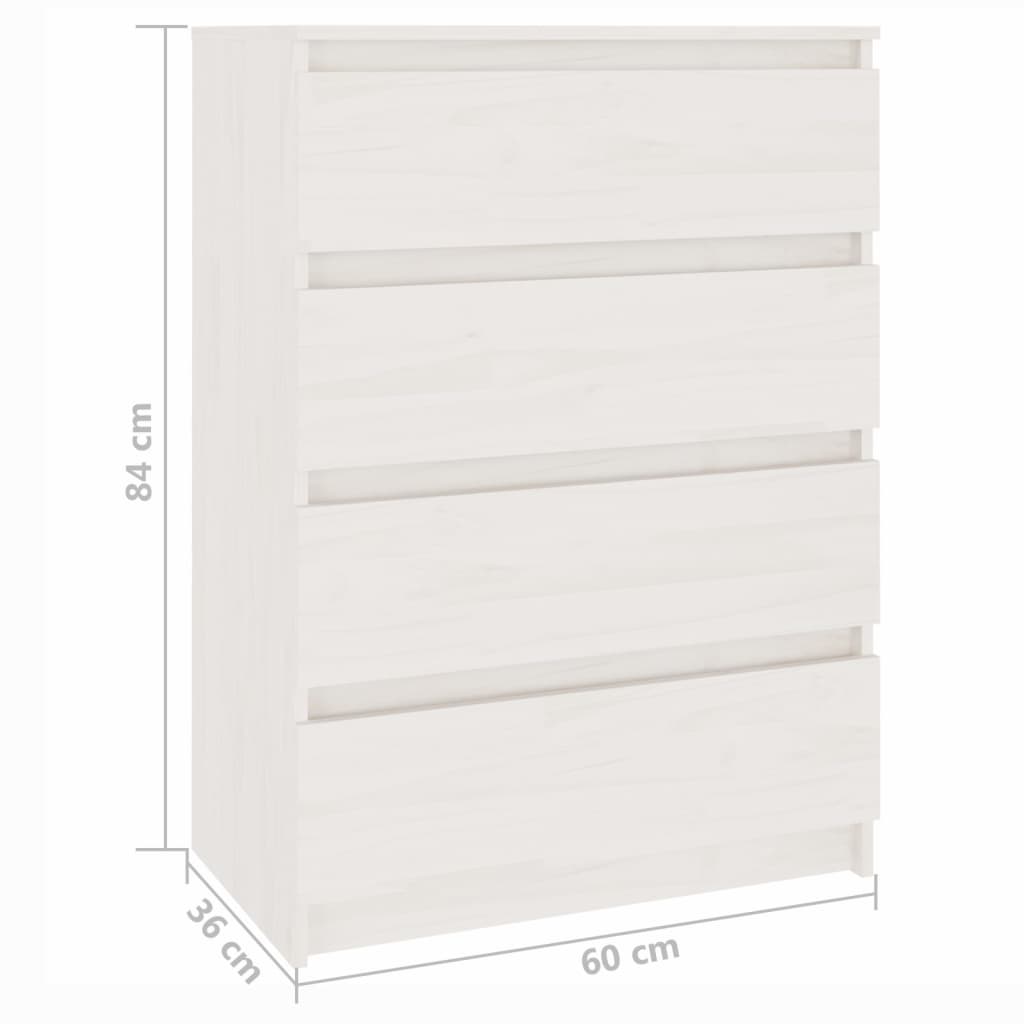 Credenza Bianca 60x36x84 cm in Legno Massello di Pino - homemem39