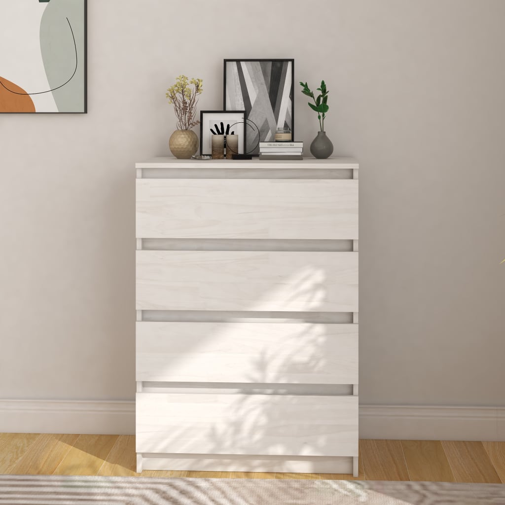 Credenza Bianca 60x36x84 cm in Legno Massello di Pino - homemem39
