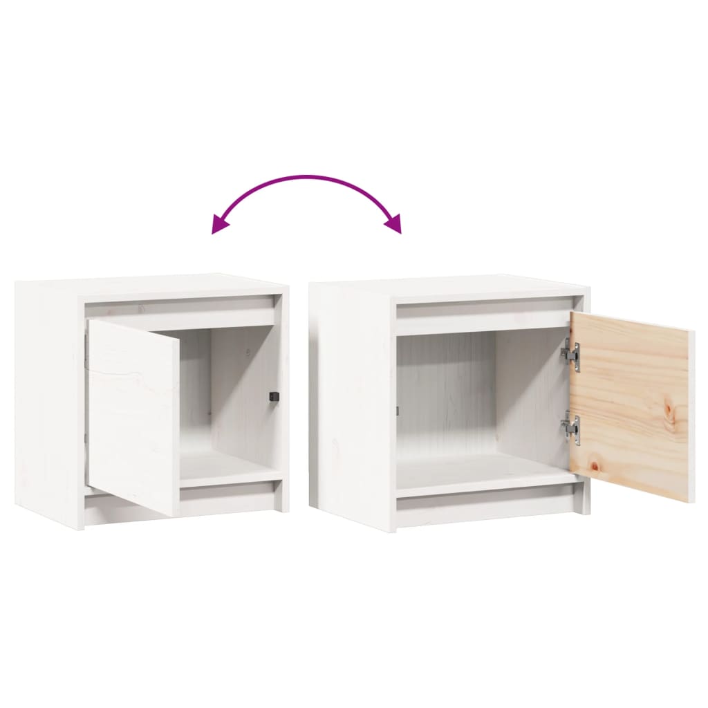 Comodini 2 pz Bianchi 40x30,5x40 cm in Legno Massello di Pino - homemem39