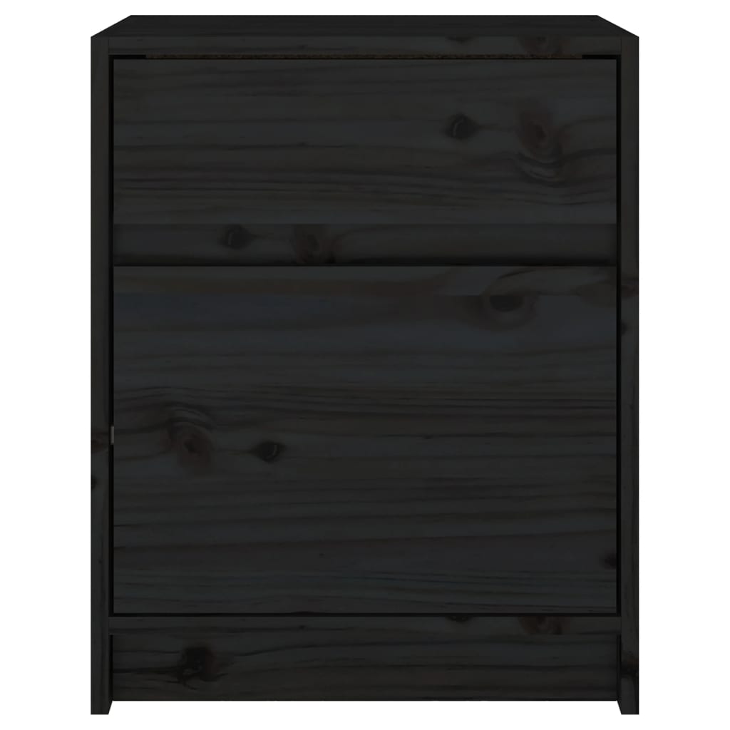 Comodini 2 pz Neri 40x31x50 cm in Legno Massello di Pino - homemem39