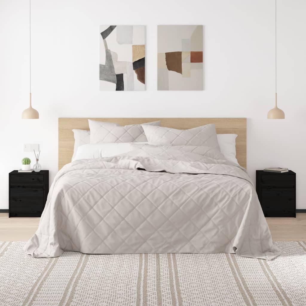 Comodini 2 pz Neri 40x31x50 cm in Legno Massello di Pino - homemem39