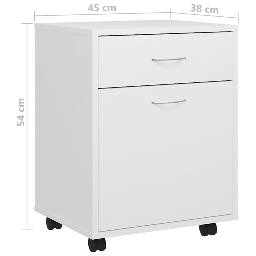 Mobiletto con Rotelle Bianco 45x38x54cm in Legno Ingegnerizzato | homemem39