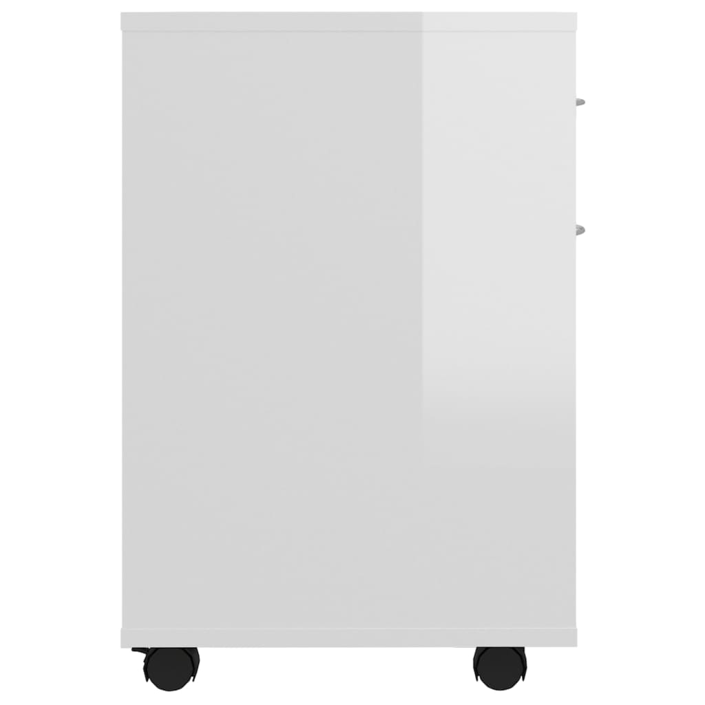 Mobiletto con Ruote Bianco Lucido 45x38x54cm Legno Multistrato - homemem39