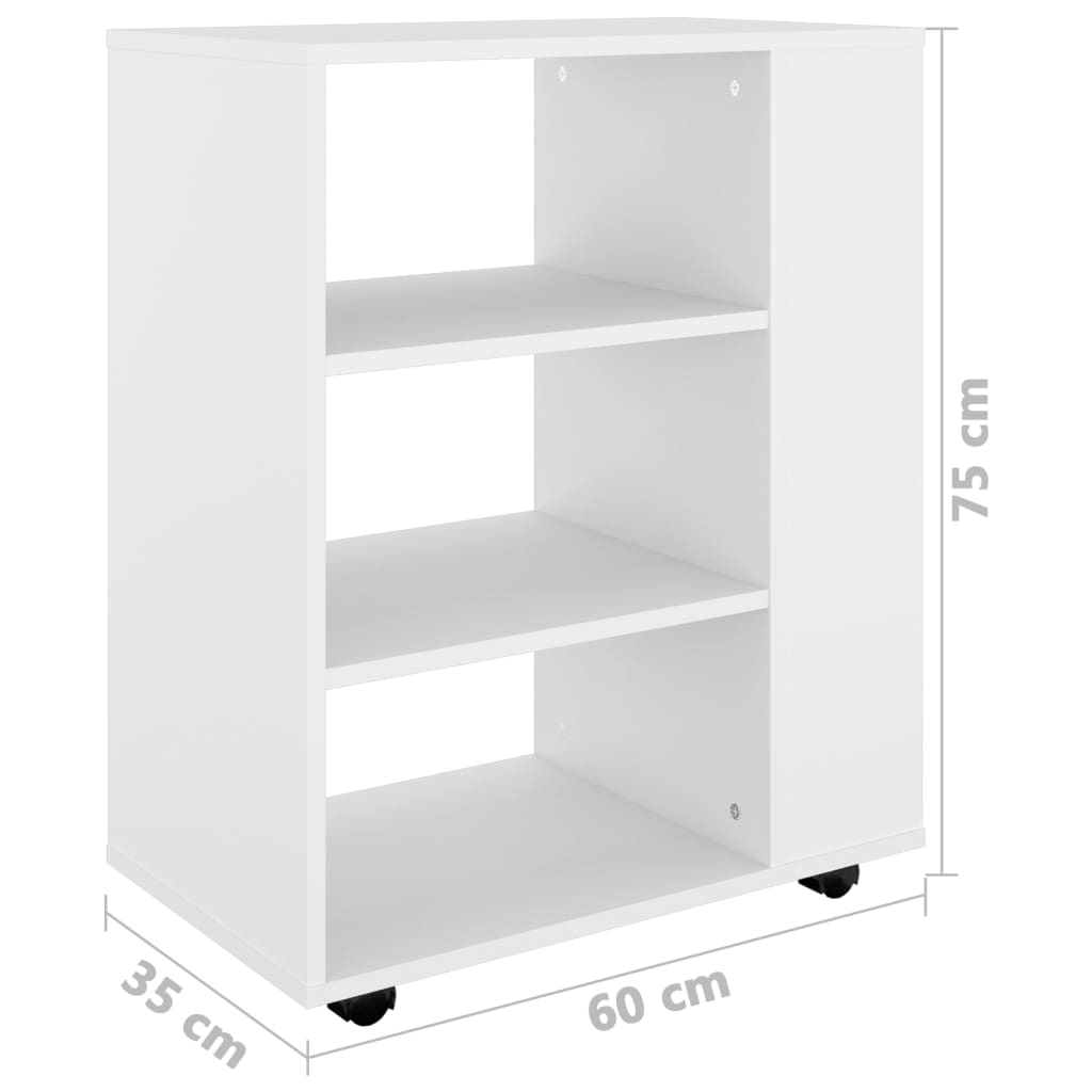 Mobiletto con Rotelle Bianco 60x35x75cm in Legno Ingegnerizzato | homemem39