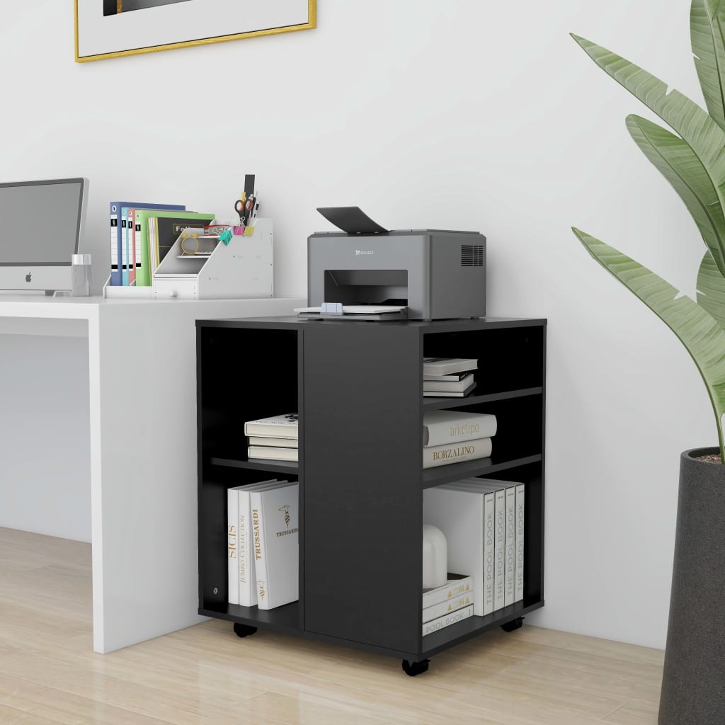 Mobiletto con Ruote Nero 60x53x72 cm in Legno Multistrato - homemem39