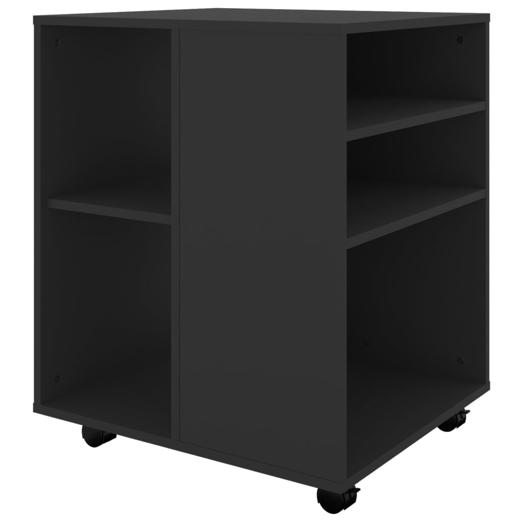 Mobiletto con Ruote Nero 60x53x72 cm in Legno Multistrato - homemem39