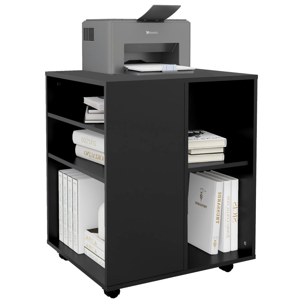 Mobiletto con Ruote Nero 60x53x72 cm in Legno Multistrato - homemem39