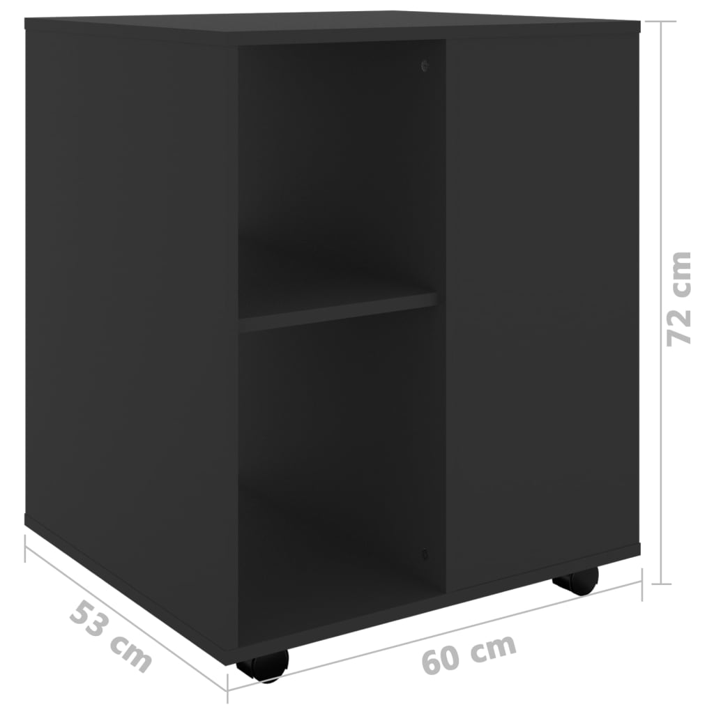 Mobiletto con Ruote Nero 60x53x72 cm in Legno Multistrato - homemem39