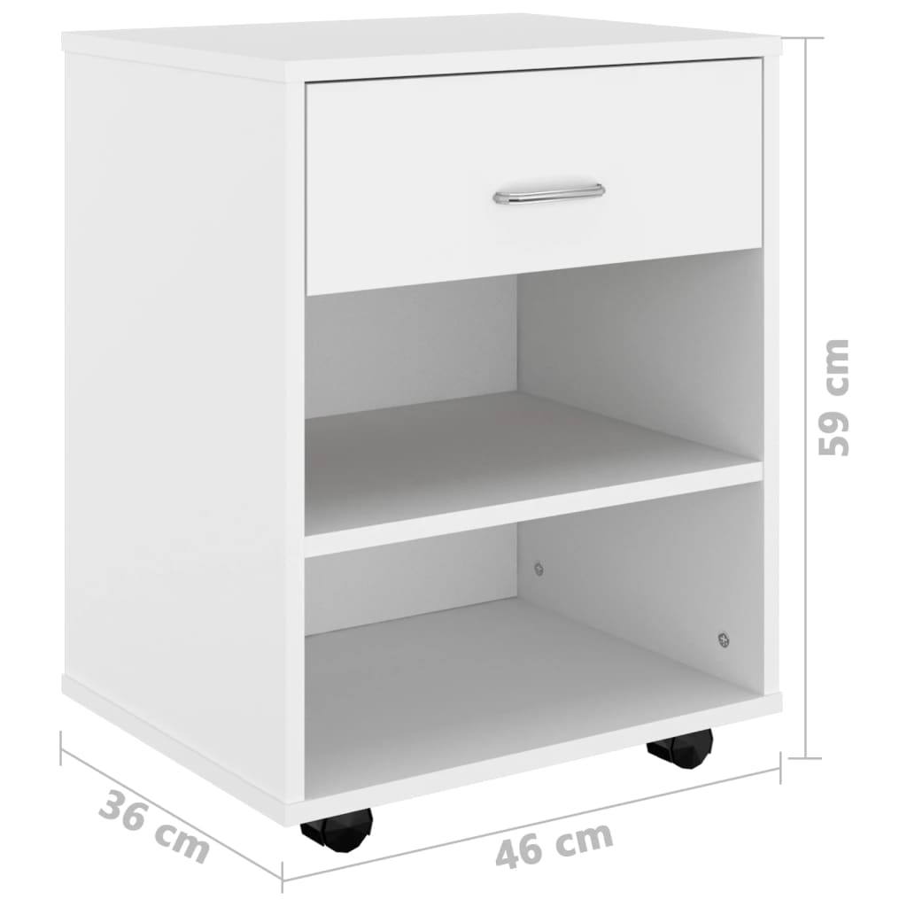 Mobiletto con Ruote Bianco 46x36x59 cm in Legno Multistrato | homemem39