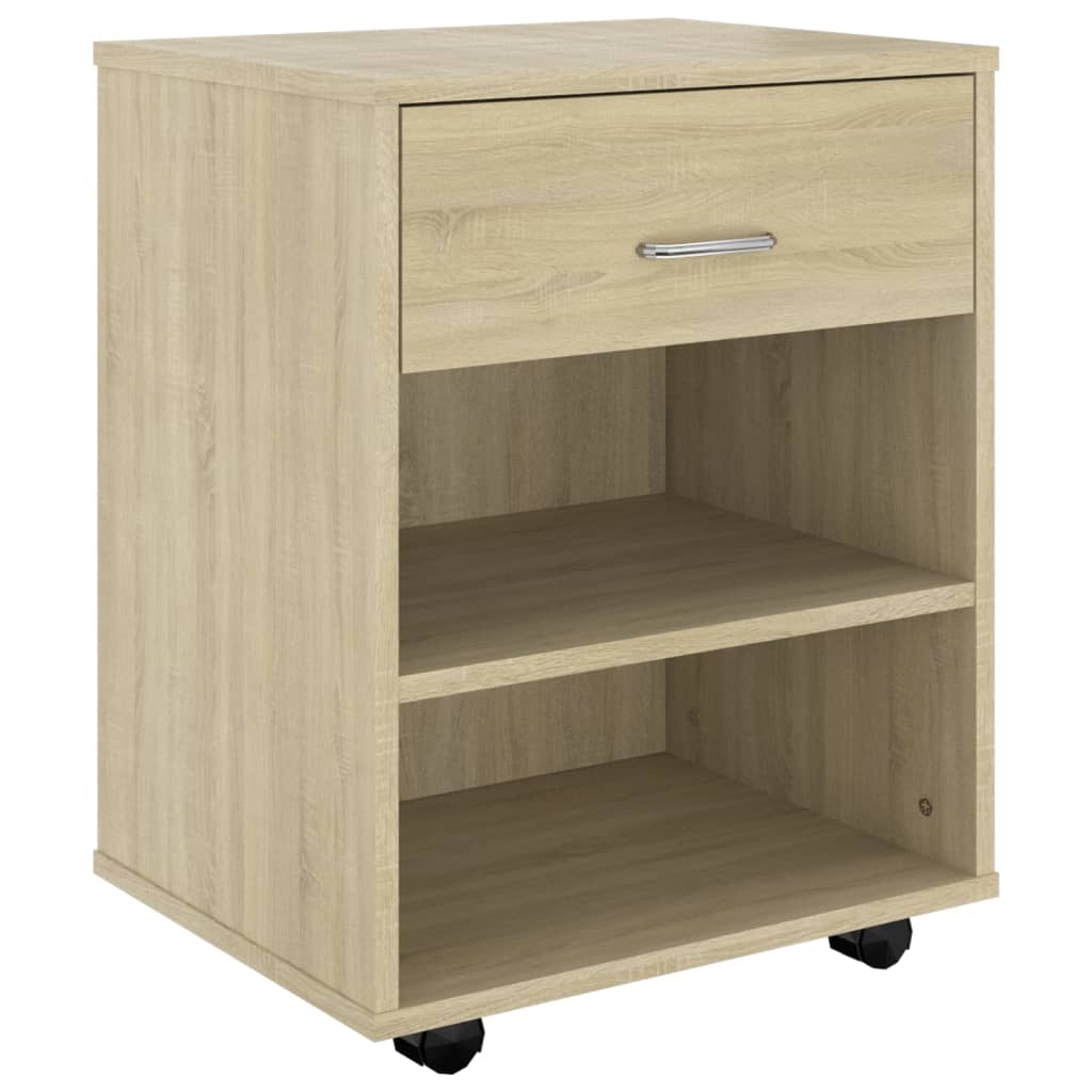 Mobiletto con Ruote Rovere Sonoma 46x36x59 cm Legno Multistrato - homemem39