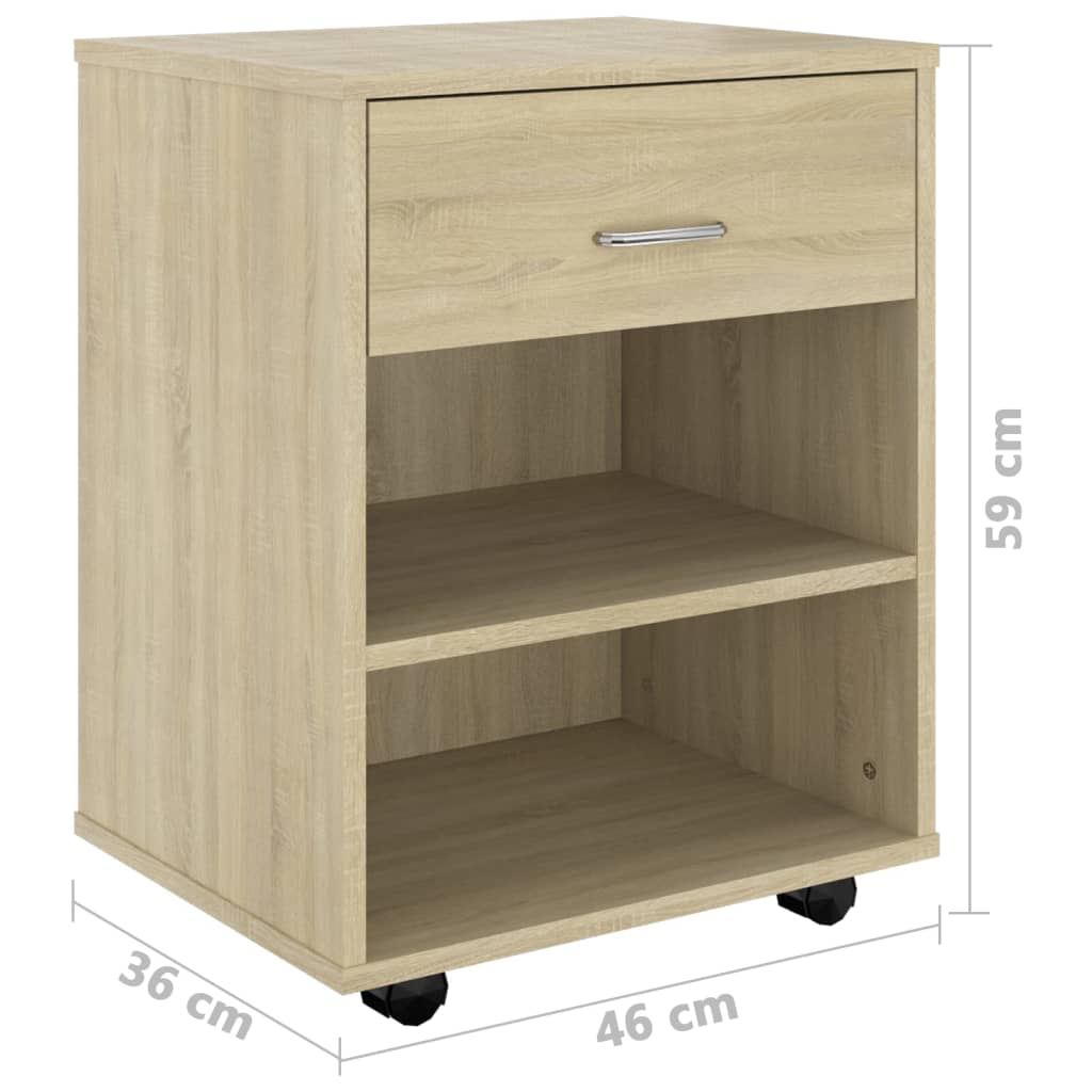 Mobiletto con Ruote Rovere Sonoma 46x36x59 cm Legno Multistrato | homemem39