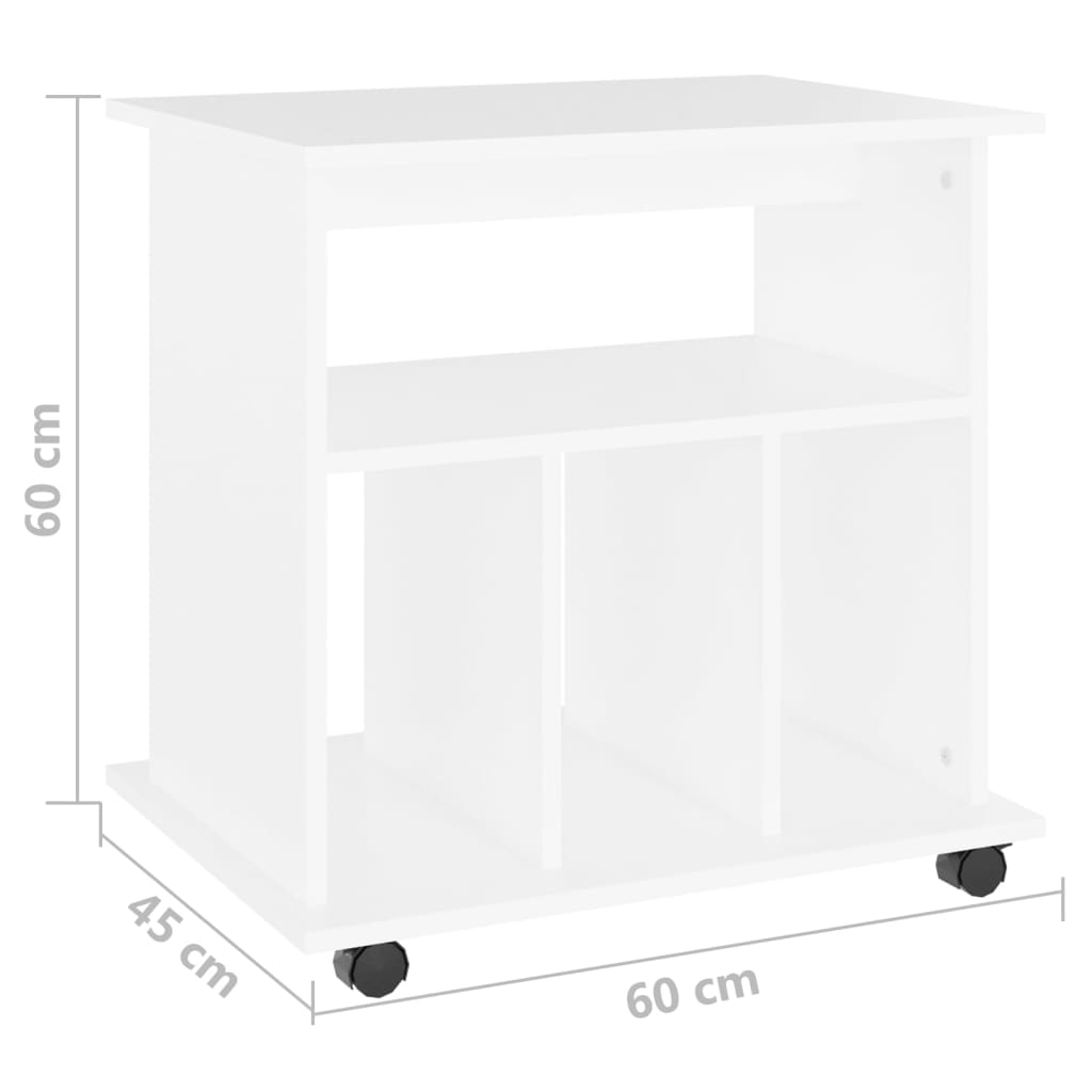 Mobiletto con Ruote Bianco 60x45x60 cm in Legno Multistrato | homemem39