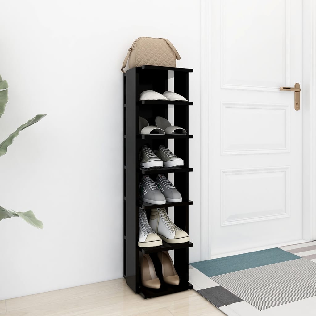Scarpiera Nera 27,5x27x102 cm in Legno Multistrato - homemem39