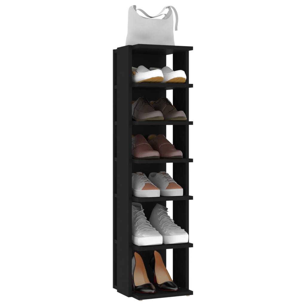 Scarpiera Nera 27,5x27x102 cm in Legno Multistrato - homemem39