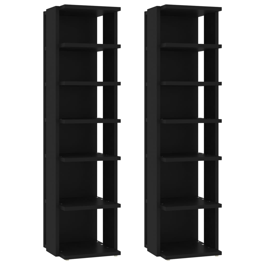 Scarpiere 2 pz Nere 27,5x27x102 cm - homemem39